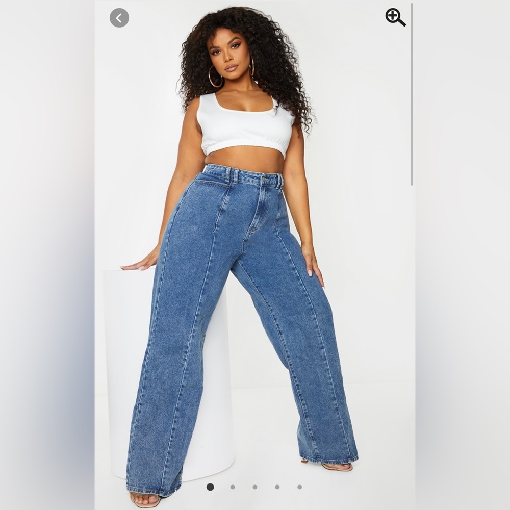 !NEW! Plus Vintage Wash Seam Front Wide Leg Jeans